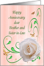 Brother and Sister-in-Law Anniversary, White Rose card