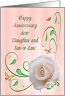 Daughter and Son-in-Law Anniversary, White Rose card