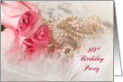 80th Birthday Party Invitation, Roses and Pearls card