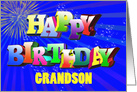 Grandson Birthday with Bubbles and Fireworks card