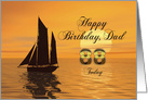 Happy Birthday Dad, 88, Yacht and Sunset on the Ocean card