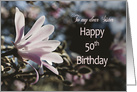 50th Birthday, Sister, with Magnolia card