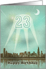 23rd Birthday, Retro City Movie Poster with Spotlights card