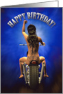 70th Birthday Sexy Girl on Motorbike Age Tattoo on her Back card