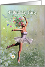 4th Birthday Party Invitation, Leaping Ballerina card