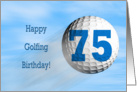Age 75, Golfing birthday card. card