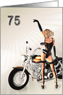 75th Birthday with a Sexy girl and a Motorbike card