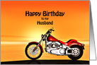 Husband, Birthday with a Motorbike in the Sunset card
