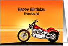From Us All, Birthday with a Motorbike in the Sunset card