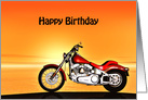 Birthday with a Motorbike in the Sunset card