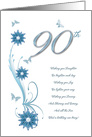 90th Birthday with Flowers and Butterflies card