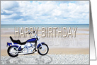 Happy Birthday Motorbike on Beach card