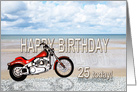 25th Birthday, Motorbike on Beach card