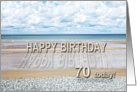 70th Birthday, Beach with 3D sand letters card