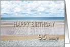 95th Birthday, Beach with 3D sand letters card