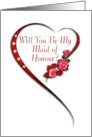 Swirling heart Maid of Honour invitation card