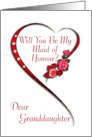 Granddaughter,Swirling heart Maid of Honour invitation card