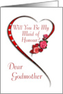 Godmother,Swirling heart Maid of Honour invitation card