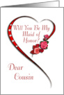 Cousin, Swirling heart Maid of Honor invitation card