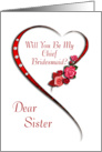 Sister, Swirling heart Chief Bridesmaid invitation card