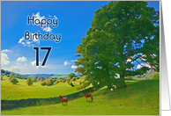 Pastoral landscape painting 17th Birthday card