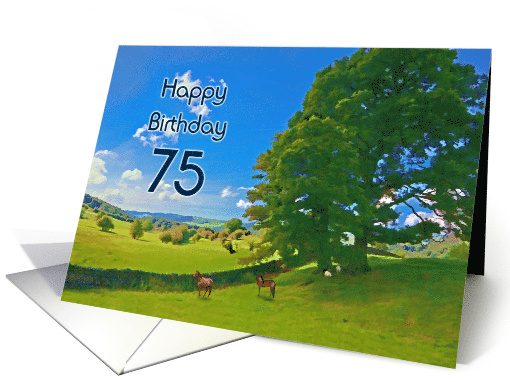 75th Birthday, Landscape Painting card (1004243)