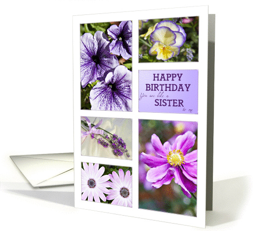 Like a sister to me, a Lavender hues floral birthday card (1004795)