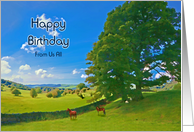 From Us All, Birthday, Landscape Painting with Horses card
