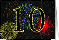 10th Birthday card with fireworks card