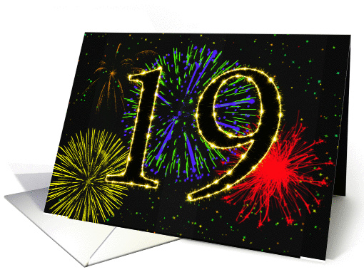 19th Birthday card with fireworks card (1013715)