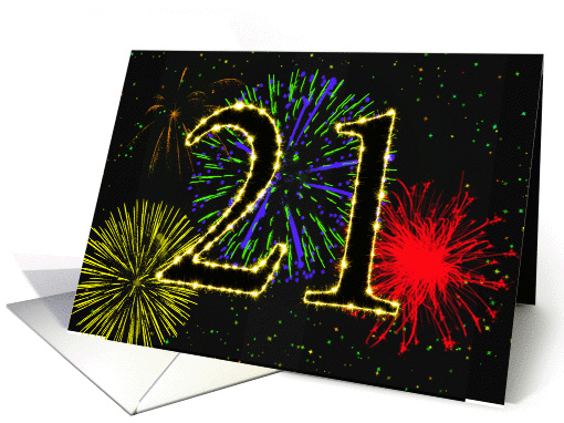21st Birthday card with fireworks card (1013731)