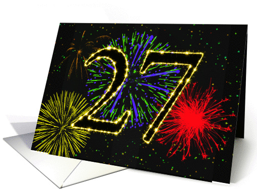 27th Birthday card with fireworks card (1013751)