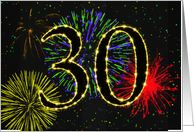 30th Birthday card with fireworks card