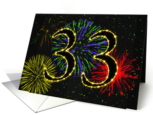 33rd Birthday card with fireworks card (1013781)