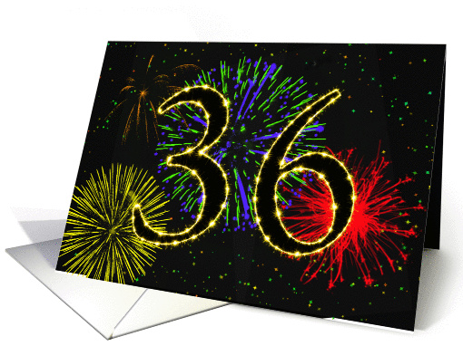 36th Birthday card with fireworks card (1013787)