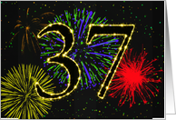 37th Birthday card with fireworks card