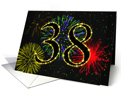 386th Birthday card with fireworks card (1013797)