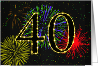 40th Birthday card with fireworks card