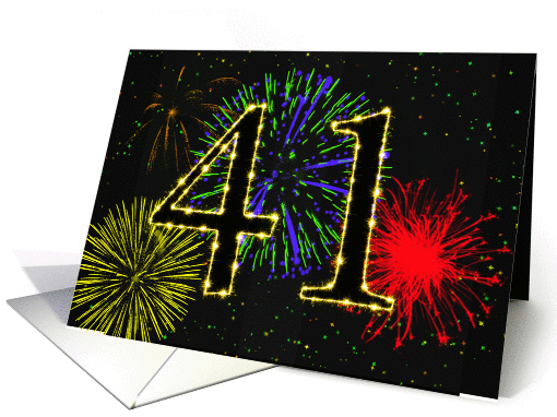 41st Birthday card with fireworks card (1014711)