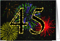 45th Birthday card with fireworks card