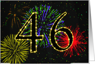 46th Birthday card with fireworks card