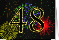 48th Birthday card with fireworks card