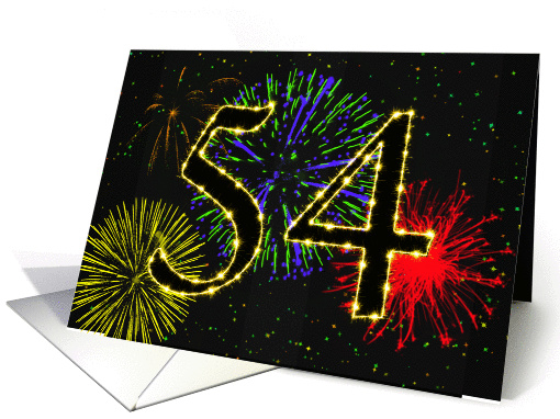 54th Birthday card with fireworks card (1014747)