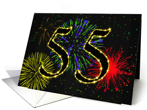 55th Birthday card with fireworks card (1014799)