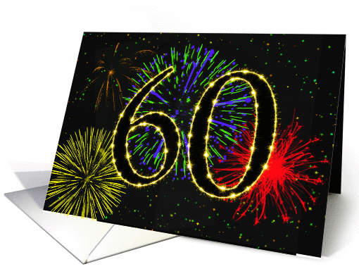 60th Birthday card with fireworks card (1014811)