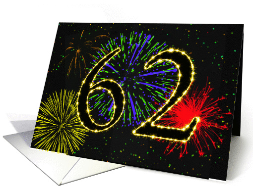 62nd Birthday card with fireworks card (1014815)