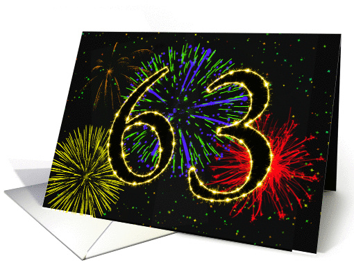 63rd Birthday card with fireworks card (1014817)