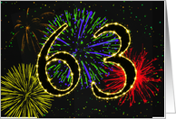 63rd Birthday card with fireworks card