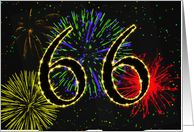 66th Birthday card with fireworks card