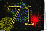71st Birthday card with fireworks card